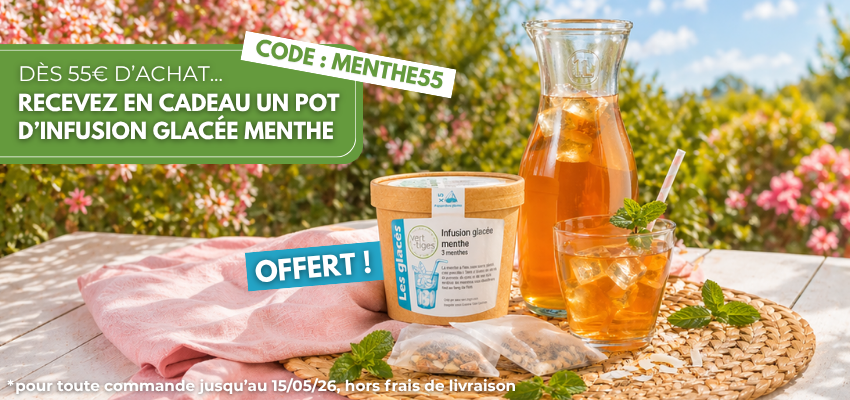Offre d&egrave;s 55e d'achats = pot d'infusion menthe glac&eacute;e offert
